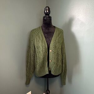 Target Green Cable Knit Cardigan Sweater - Size XL, NWT